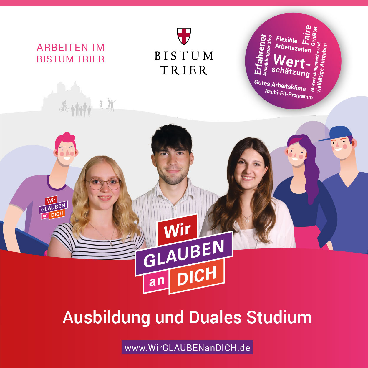 bunt gestalteter Flyer für Azubis