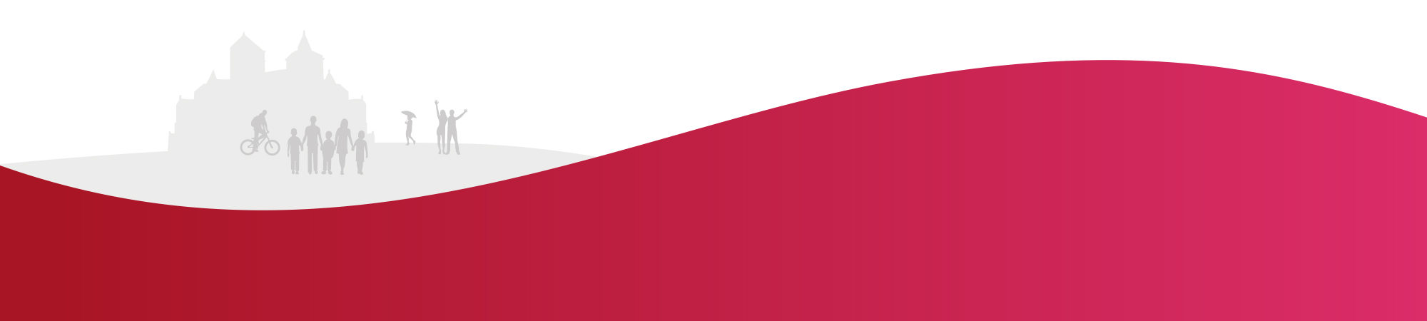 Silhouette vom Trierer Dom mit menschen davor, darüber eine Wellenförmige Farbfläche